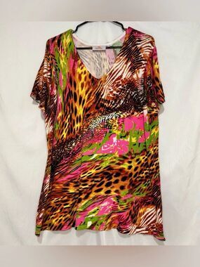Quacker Factory Animal Print Knit Sweater Top